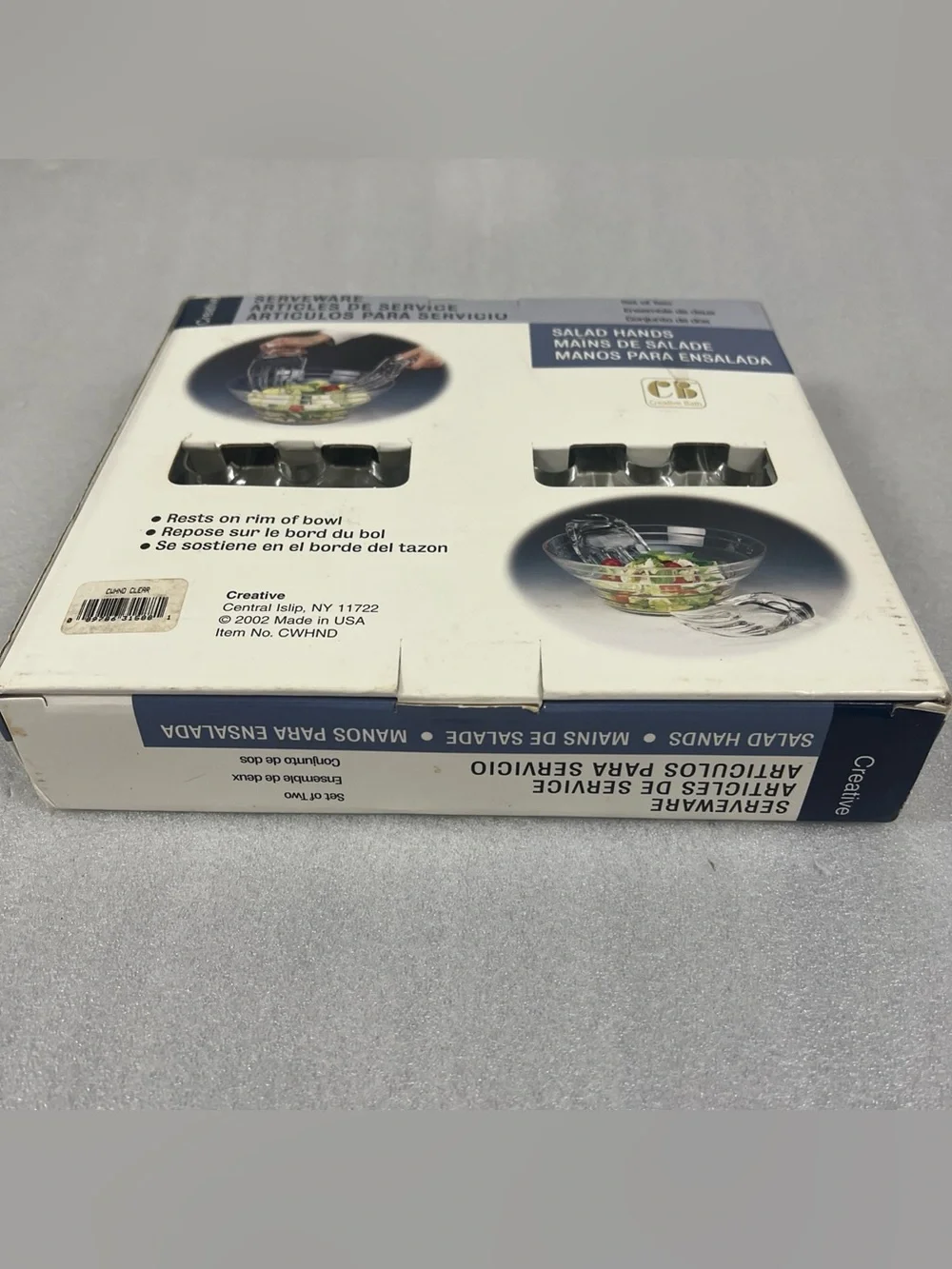 Creative Bath Salad Hands Serveware Set Clear Acrylic Rim Rest Vintage Gag 2002